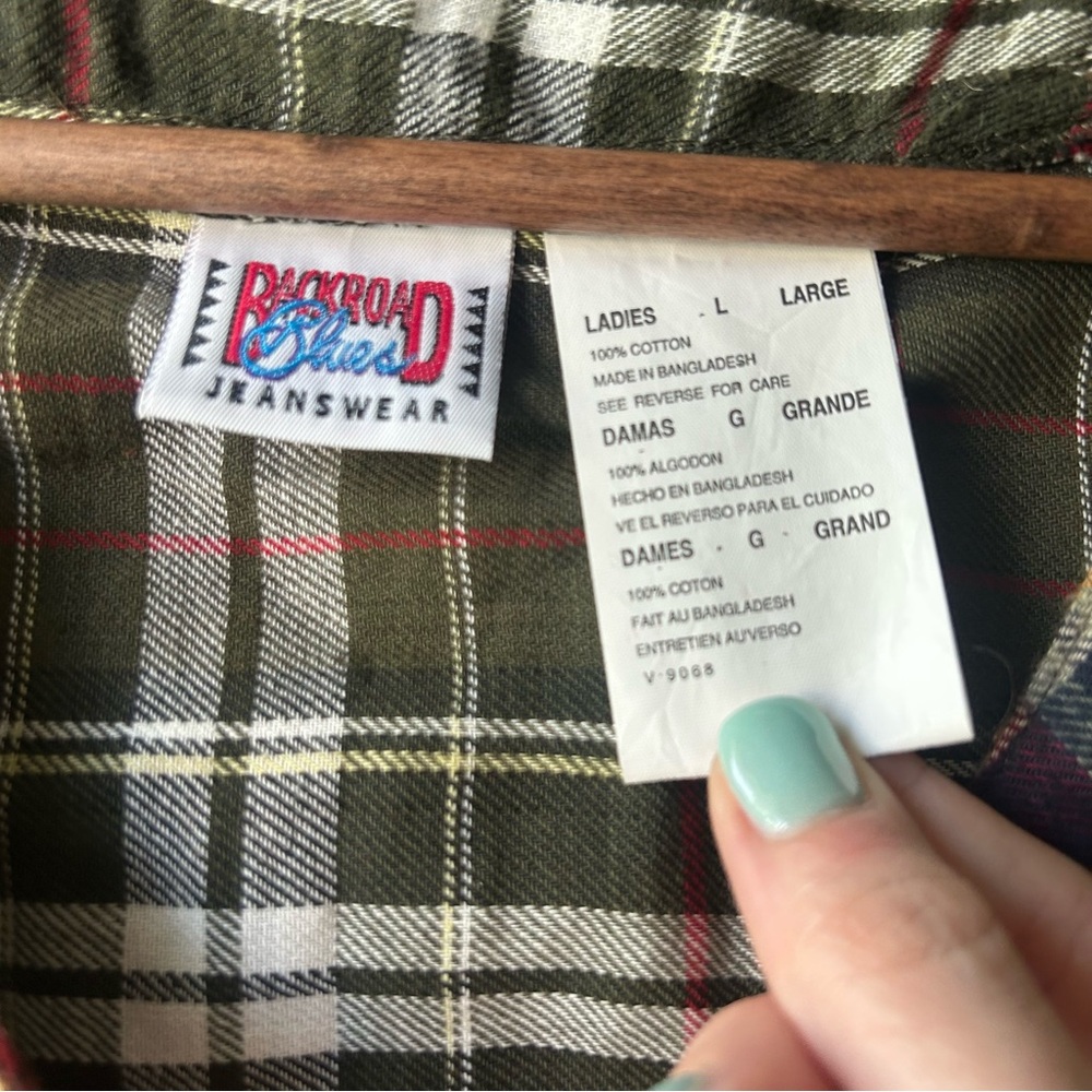 Backroad Blues Patchwork Mixed Plaid Flannel Shir… - image 3